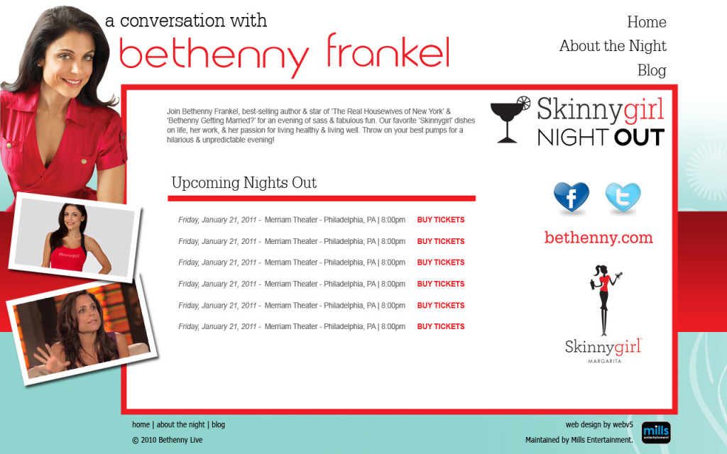 BethennyLive.com a website by webv5.com this website is for Bethenny Frankel's live show